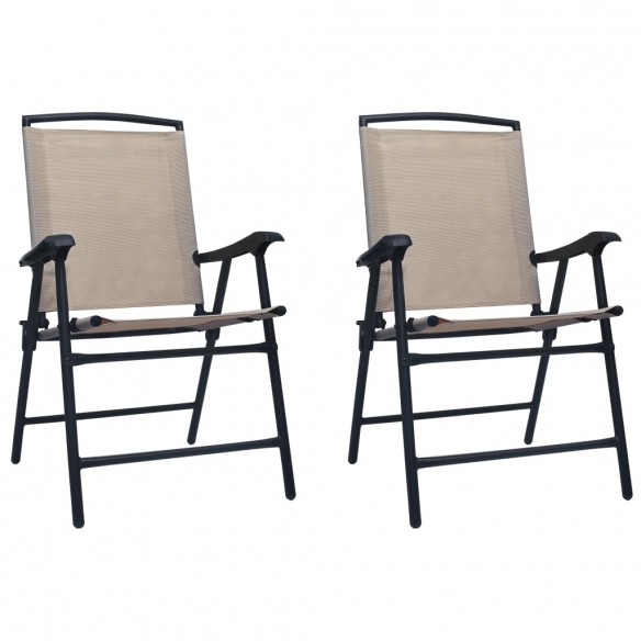 Chaises de jardin pliables 2 pcs Textilène Taupe