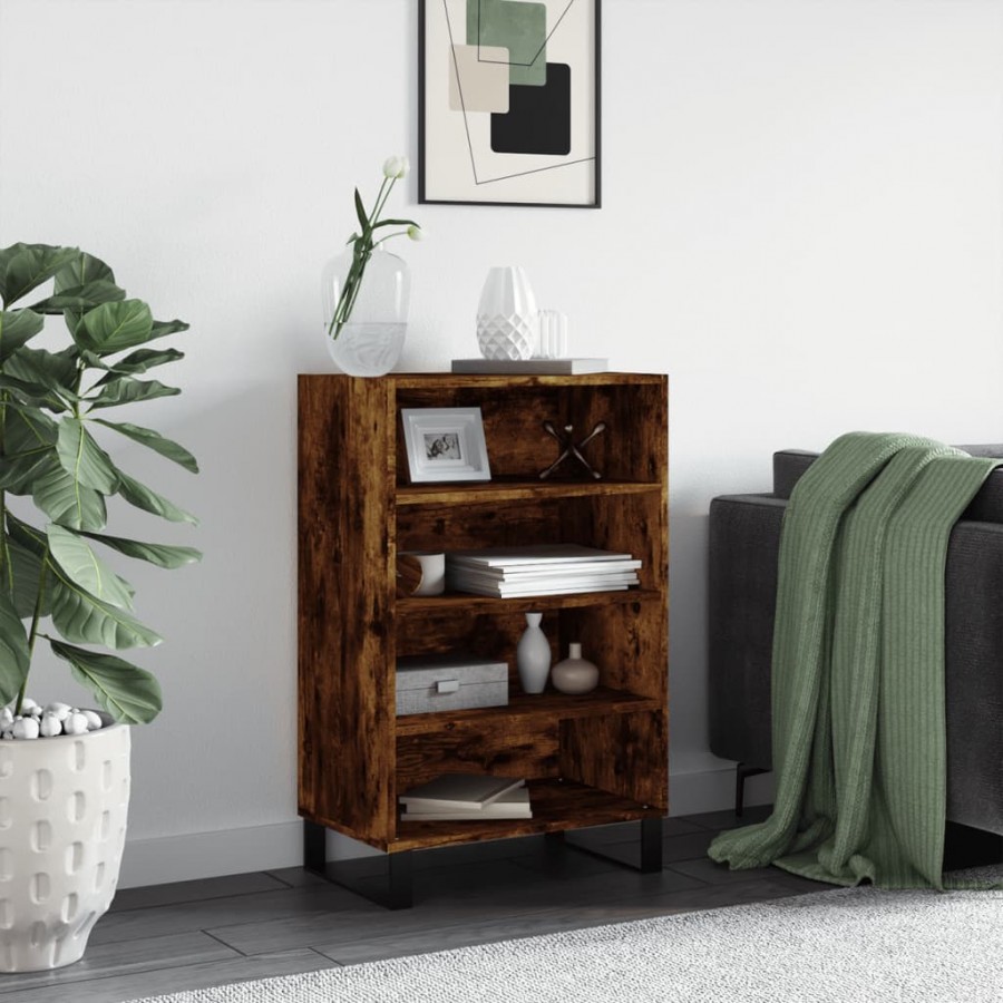 Buffet haut chêne fumé 57x35x90 cm bois d'ingénierie