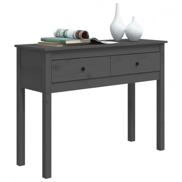 Table console Gris 100x35x75 cm Bois massif de pin