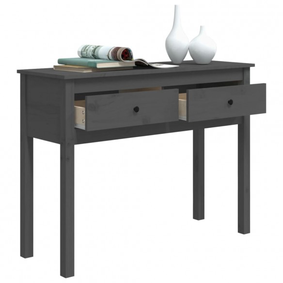 Table console Gris 100x35x75 cm Bois massif de pin