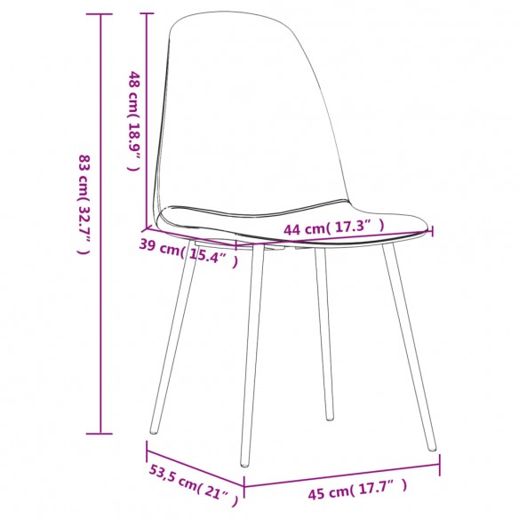 Chaises à manger lot de 4 45x53,5x83 cm marron clair similicuir