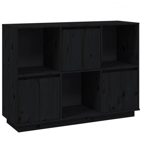 Buffet Noir 110,5x35x80 cm Bois massif de pin