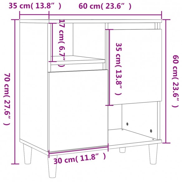 Buffet Chêne fumé 60x35x70 cm Bois d'ingénierie