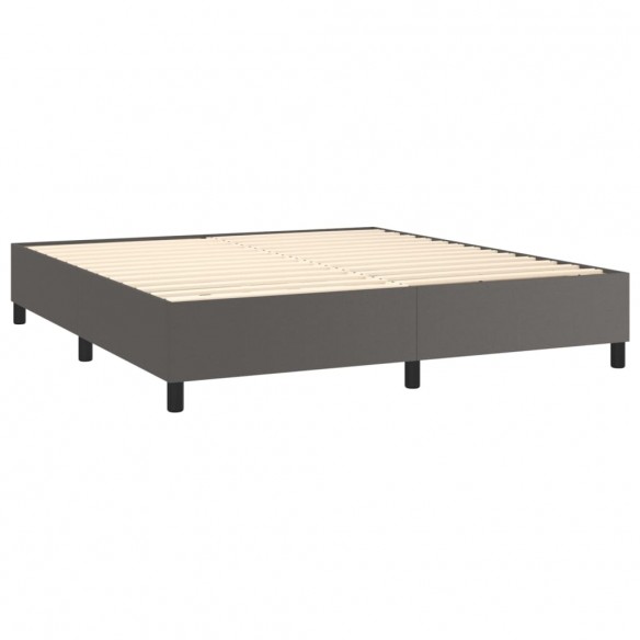 Sommier à lattes de lit matelas LED Gris 160x200 cm Similicuir