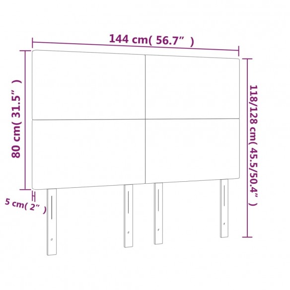 Tête de lit à LED Crème 144x5x118/128 cm Similicuir