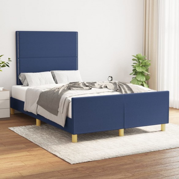 Cadre de lit avec tête de lit Bleu 120x200 cm Tissu