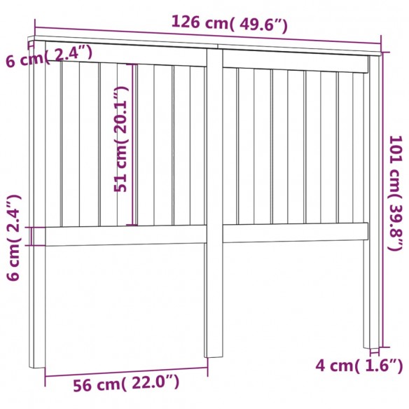 Tête de lit 126x6x101 cm Bois massif de pin