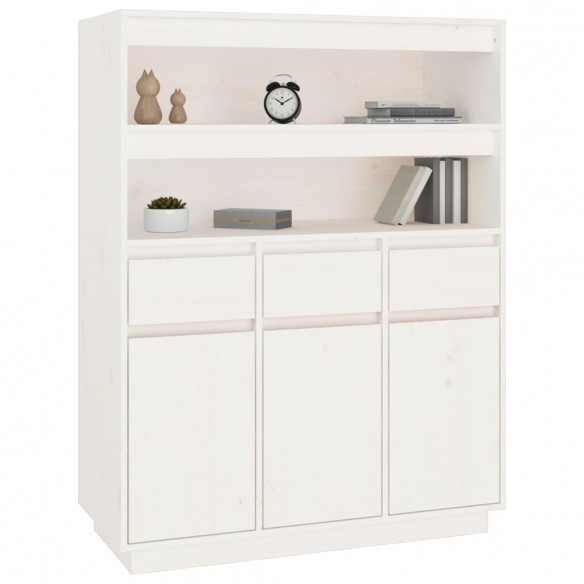 Buffet haut Blanc 89x40x116,5 cm Bois massif de pin