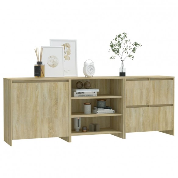 Buffets 3 pcs Chêne sonoma Bois d'ingénierie