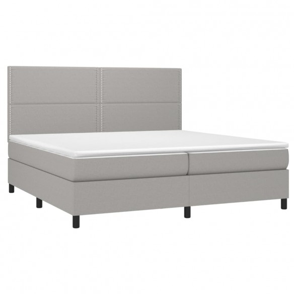 Sommier à lattes de lit et matelas et LED Gris clair 200x200 cm