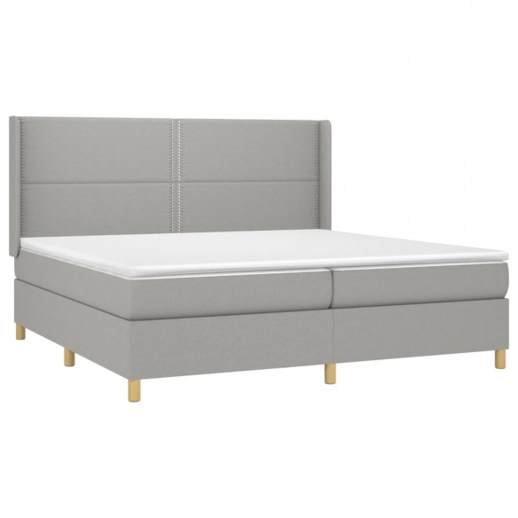 Cadre de lit matelas LED Gris clair 200x200 cm Tissu