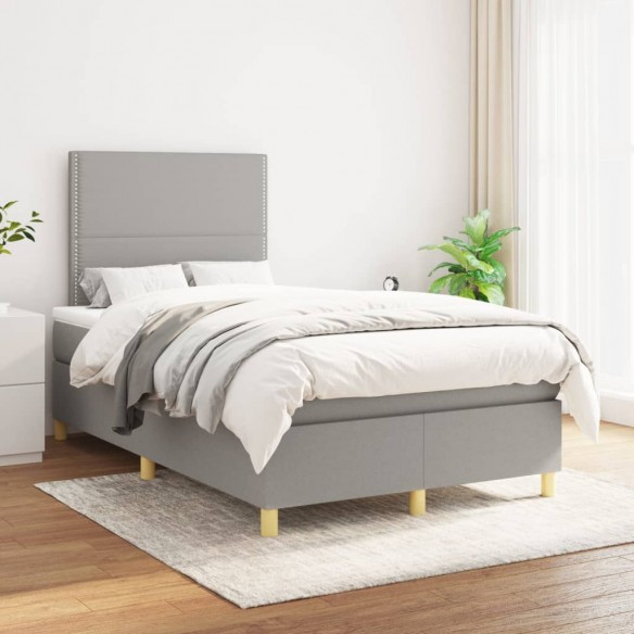 Cadre de lit avec matelas Gris clair 120x200cm Tissu