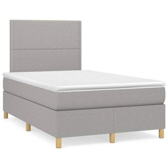 Cadre de lit avec matelas Gris clair 120x200cm Tissu