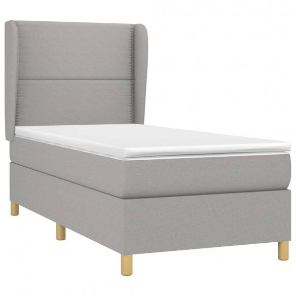 Sommier à lattes de lit avec matelas Gris clair 100x200cm Tissu