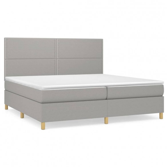 Cadre de lit avec matelas Gris clair 200x200cm Tissu