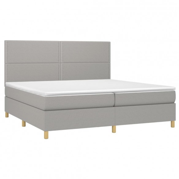 Cadre de lit avec matelas Gris clair 200x200cm Tissu