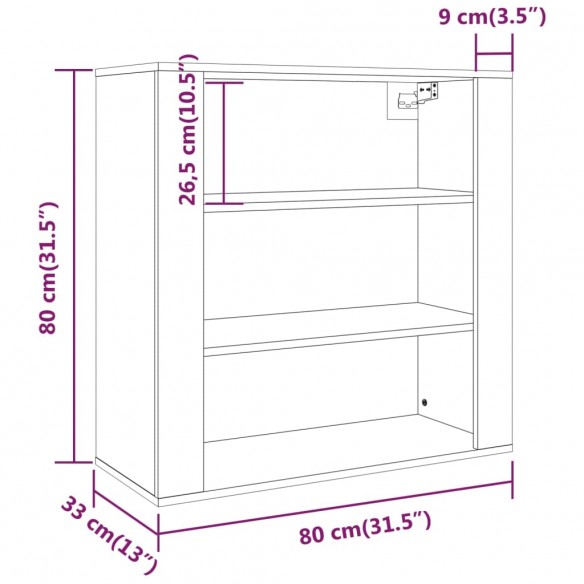 Armoire murale Chêne fumé 80x33x80 cm Bois d'ingénierie