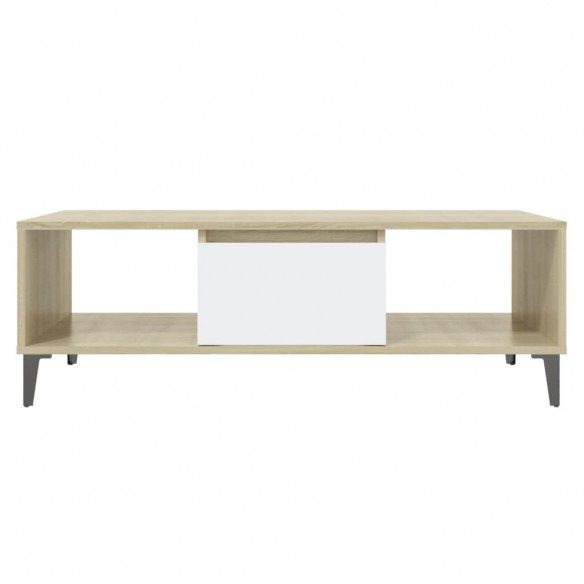 Table basse Blanc et chêne sonoma 103,5x60x35 cm Aggloméré