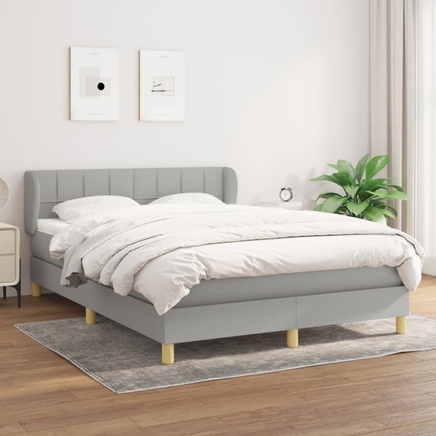 Sommier à lattes de lit avec matelas Gris clair 140x200cm Tissu