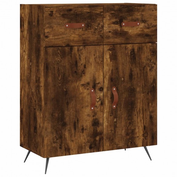 Buffet haut Chêne fumé 69,5x34x180 cm Bois d'ingénierie