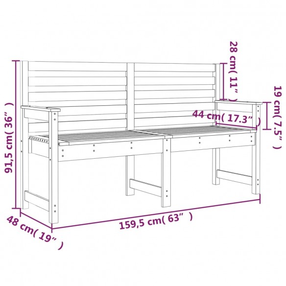 Banc de jardin gris 159,5x48x91,5 cm bois massif de pin