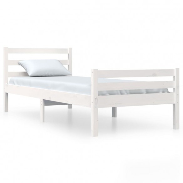 Cadre de lit Blanc Bois massif 90x190 cm Simple