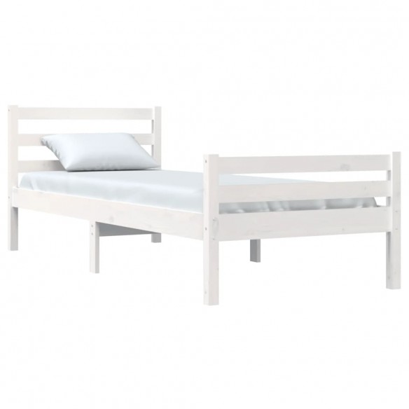 Cadre de lit Blanc Bois massif 90x190 cm Simple