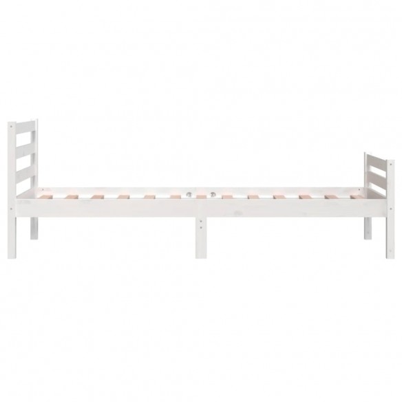 Cadre de lit Blanc Bois massif 90x190 cm Simple