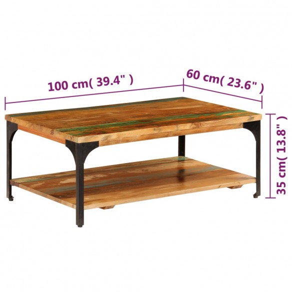 Table basse et étagère 100x60x35 cm Bois de récupération solide
