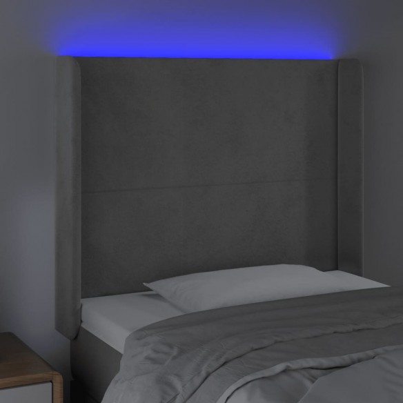 Tête de lit à LED Gris clair 103x16x118/128 cm Velours