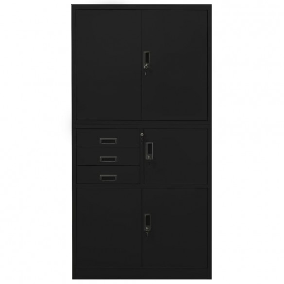 Armoire de bureau Noir 90x40x180 cm Acier