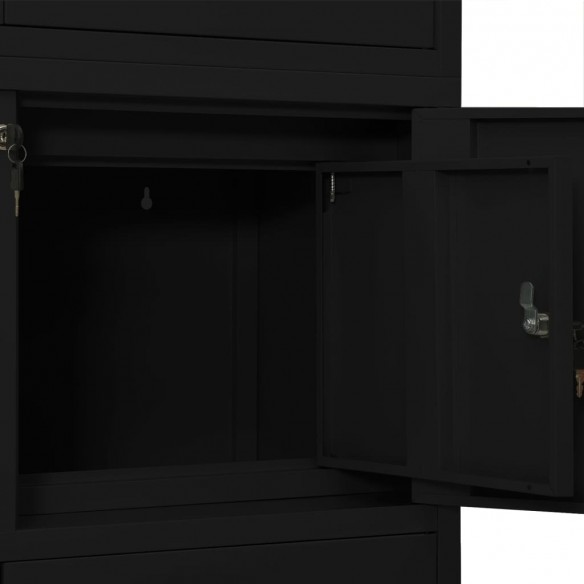 Armoire de bureau Noir 90x40x180 cm Acier