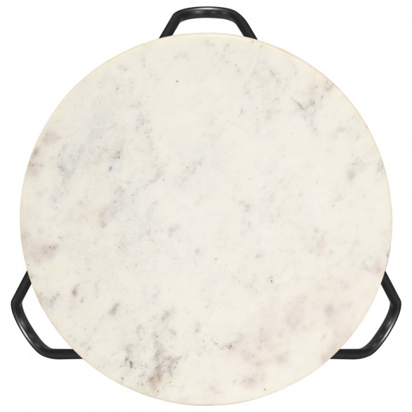 Table basse Blanc 40x40x40 cm Pierre véritable texture marbre
