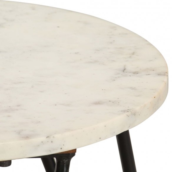 Table basse Blanc 40x40x40 cm Pierre véritable texture marbre