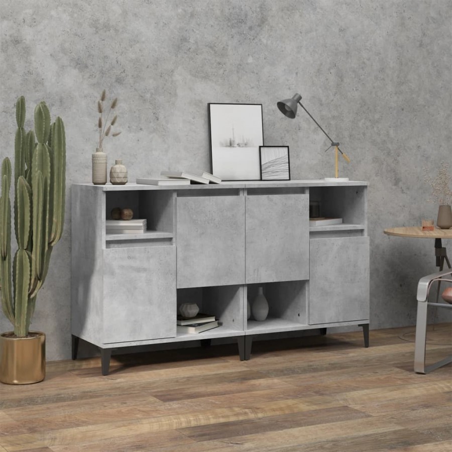 Buffets 2 pcs gris béton 60x35x70 cm bois d'ingénierie