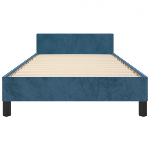 Cadre de lit avec tête de lit Bleu foncé 100x200 cm Velours