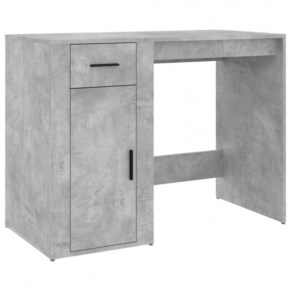 Bureau avec armoire gris béton bois d'ingénierie