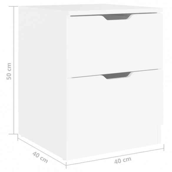 Tables de chevet 2 pcs Blanc 40x40x50 cm Aggloméré