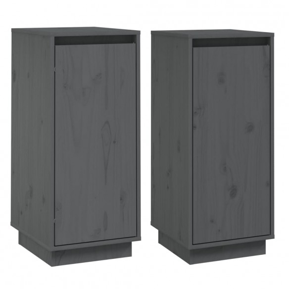 Buffets 2 pcs Gris 31,5x34x75 cm Bois massif de pin