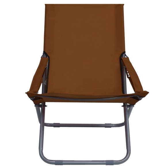 Chaises pliables de plage 2 pcs Tissu Marron