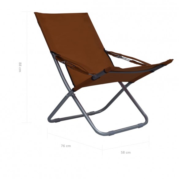 Chaises pliables de plage 2 pcs Tissu Marron