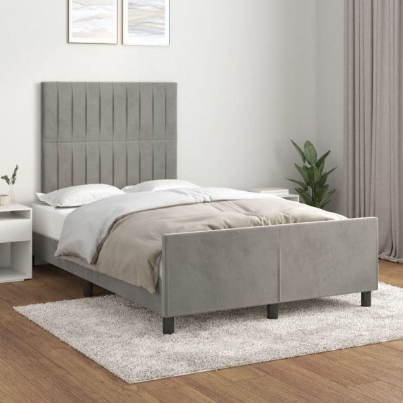 Cadre de lit avec tête de lit Gris clair 120x200 cm