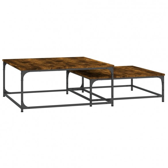 Tables basses gigognes 2 pcs chêne fumé bois d'ingénierie