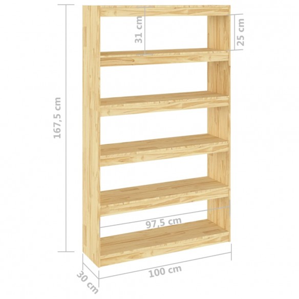 Bibliothèque/Séparateur de pièce 100x30x167,5 cm Pin massif