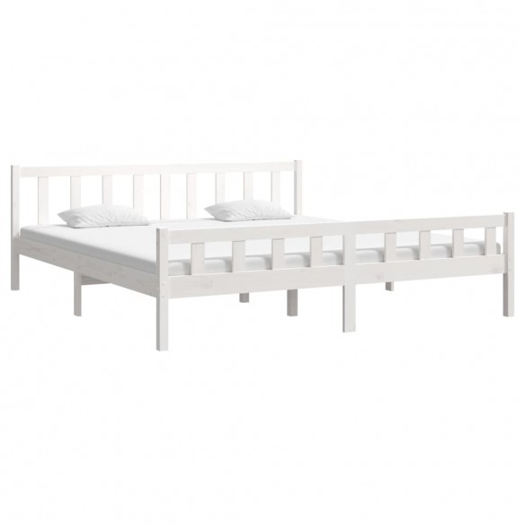 Cadre de lit blanc bois massif 200x200 cm