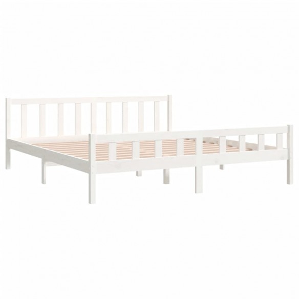 Cadre de lit blanc bois massif 200x200 cm