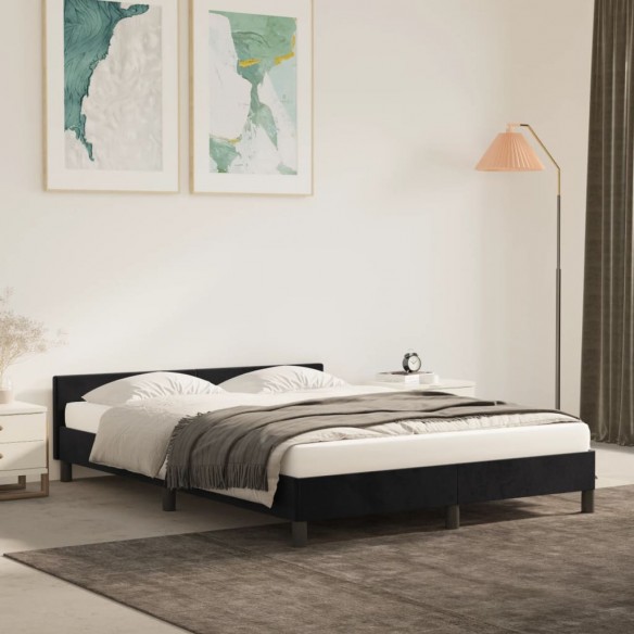 Cadre de lit avec tête de lit Noir 140x200 cm Velours