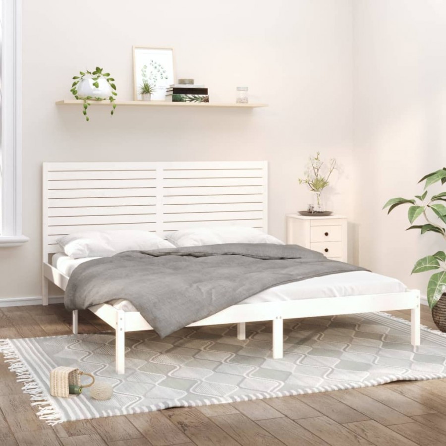 Cadre de lit Blanc Bois massif 200x200 cm