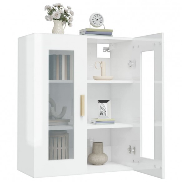 Armoire murale suspendue Blanc brillant 69,5x34x90 cm