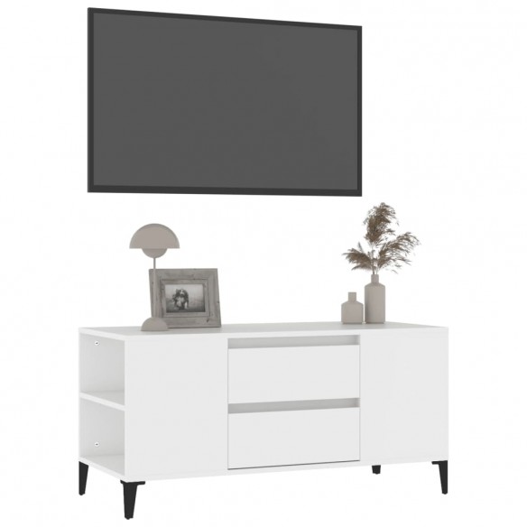 Meuble TV Blanc 102x44,5x50 cm Bois d'ingénierie